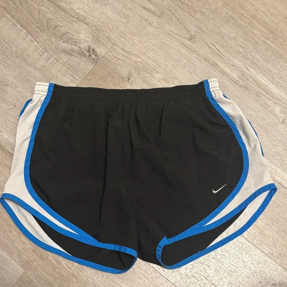 Nike Women's Black and Blue Athletic Shorts - Picture 1 of 2